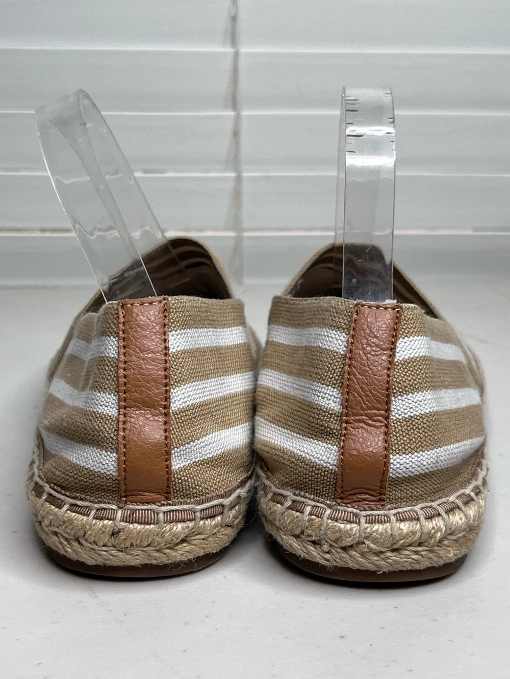 Vionic Valeri Sand Striped Nautical Coastal Resort Espadrille Flats Sz 9